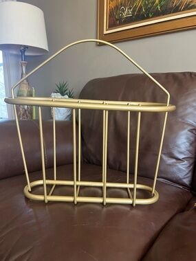 Vintage Upcycled/Painted Matte Gold Metal MCM Magazine Rack